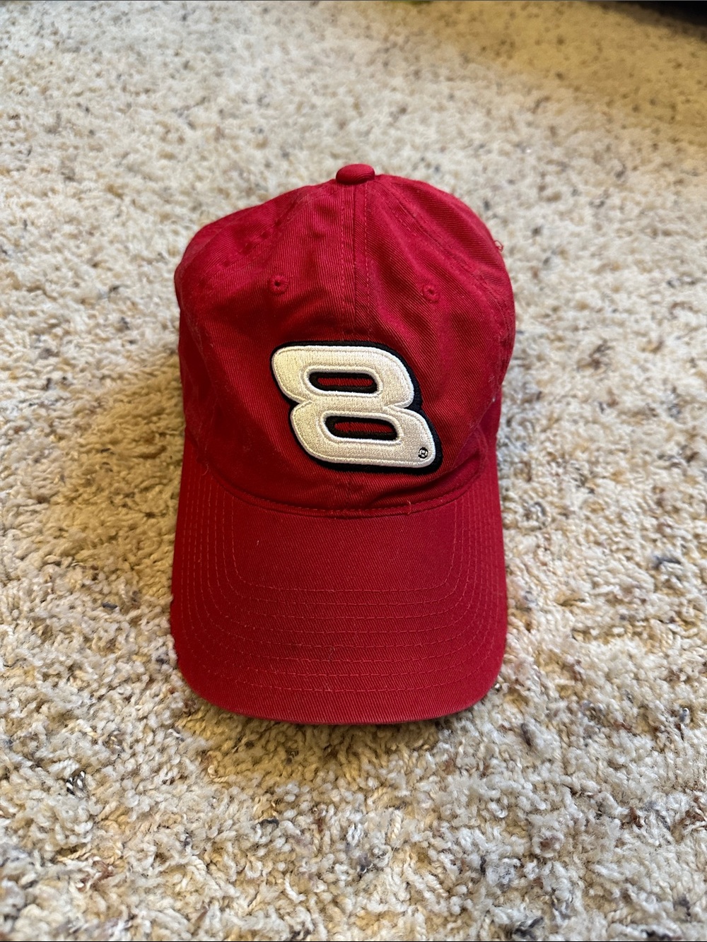 Chase Authentics Red Baseball Cap with White '8' Patch